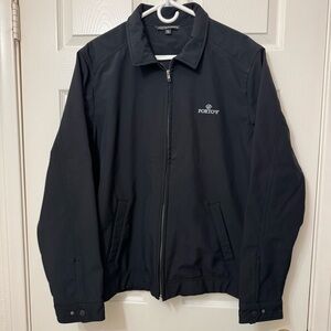 Port Authority Men’s Size XL Black Full Zip Up Jacket Adjust Tabs Porto’s Logo